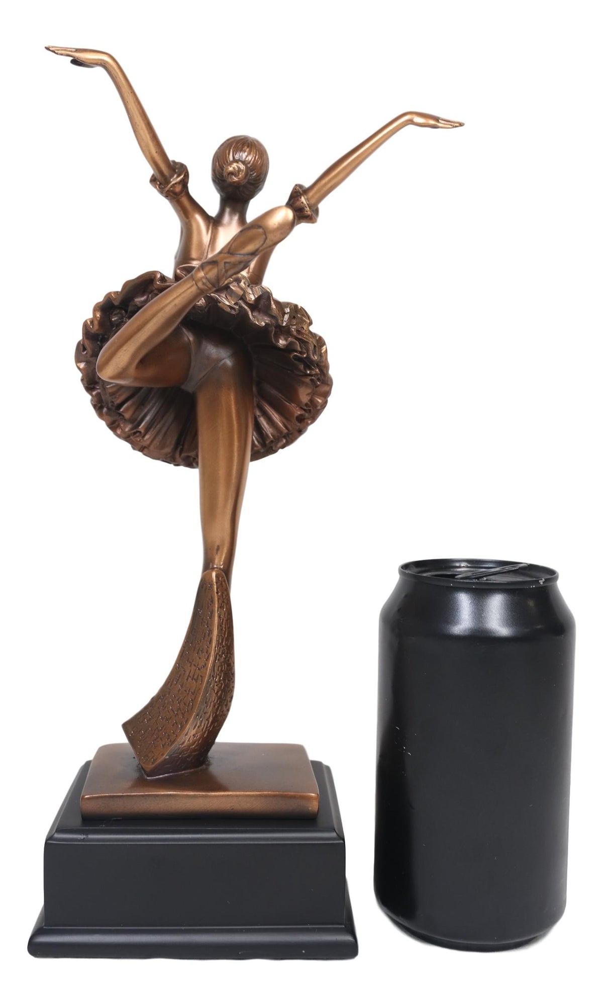 Graceful Attitude Little Ballerina Ballet Dancer Bronze Electroplated Statue - Ebros Gift