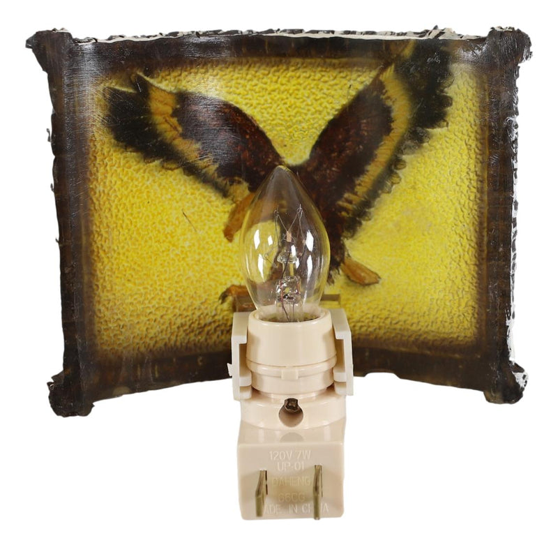 Rustic Western Swooping Bald Eagle Bird Faux Birchwood Wall Plug In Night Lights