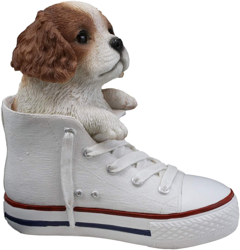 Ebros 'Paw-Star' Pups King Charles Spaniel in Sneaker with Glass Eyes Figurine