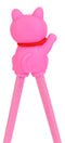 Pink Maneki Neko Lucky Cat Reusable Training Chopsticks Set With Silicone Helper