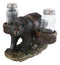 Rustic Black Bear Carrying Saddlebags Holder With Glass Salt And Pepper Shakers