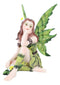 Small Meadowland Tribal Green Barberry Flower Girl Fairy Daydreaming Figurine