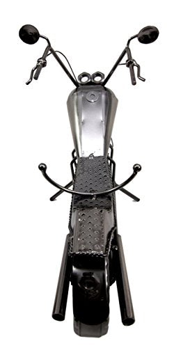 Ebros Gift Chopper Motorcycle Bike Hand Made Metal Wine Bottle Holder Caddy Decor Figurine 16"H