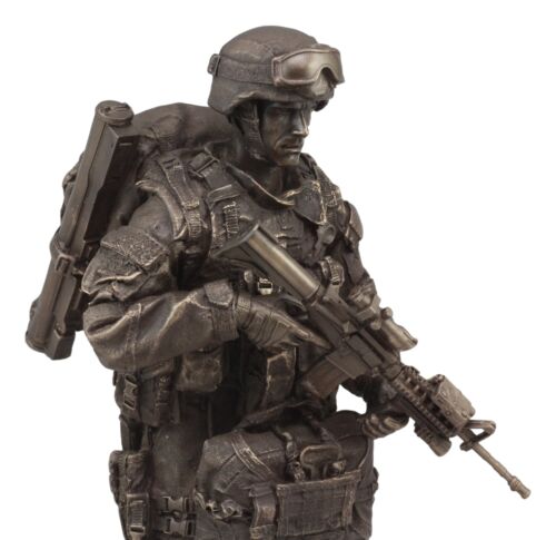 Large Military War Parachutist Soldier Paratrooper Carrying Rifle Statue 12.75"H