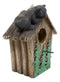 Rustic Black Bear Cub Climbing Pine Trees Birdhouse Roof Hanging Bird Feeder