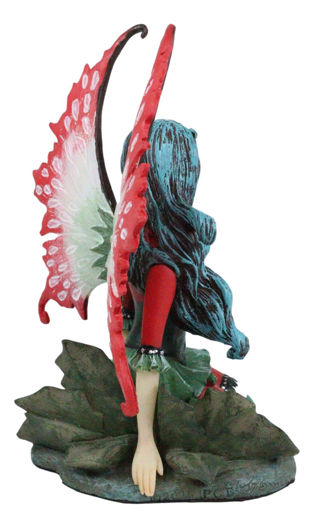 Ebros Amy Brown Christmas Red English Holly Berry Elf Fairy Figurine Holiday Fae Pixie