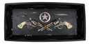 Ebros Rustic Cowboy Dual Revolver Six Shooter Western Star & Ropes Jewelry Dish Tray
