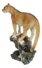 Mountain Lion Cougar Standing On Edge of Snow Capped Rock Statue Wildlife Decor