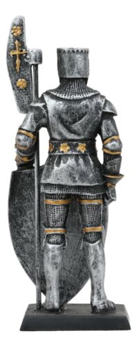 Ebros Medieval Crusader Knight With Bardiche Pole Axe And Large Shield Figurine 5"H