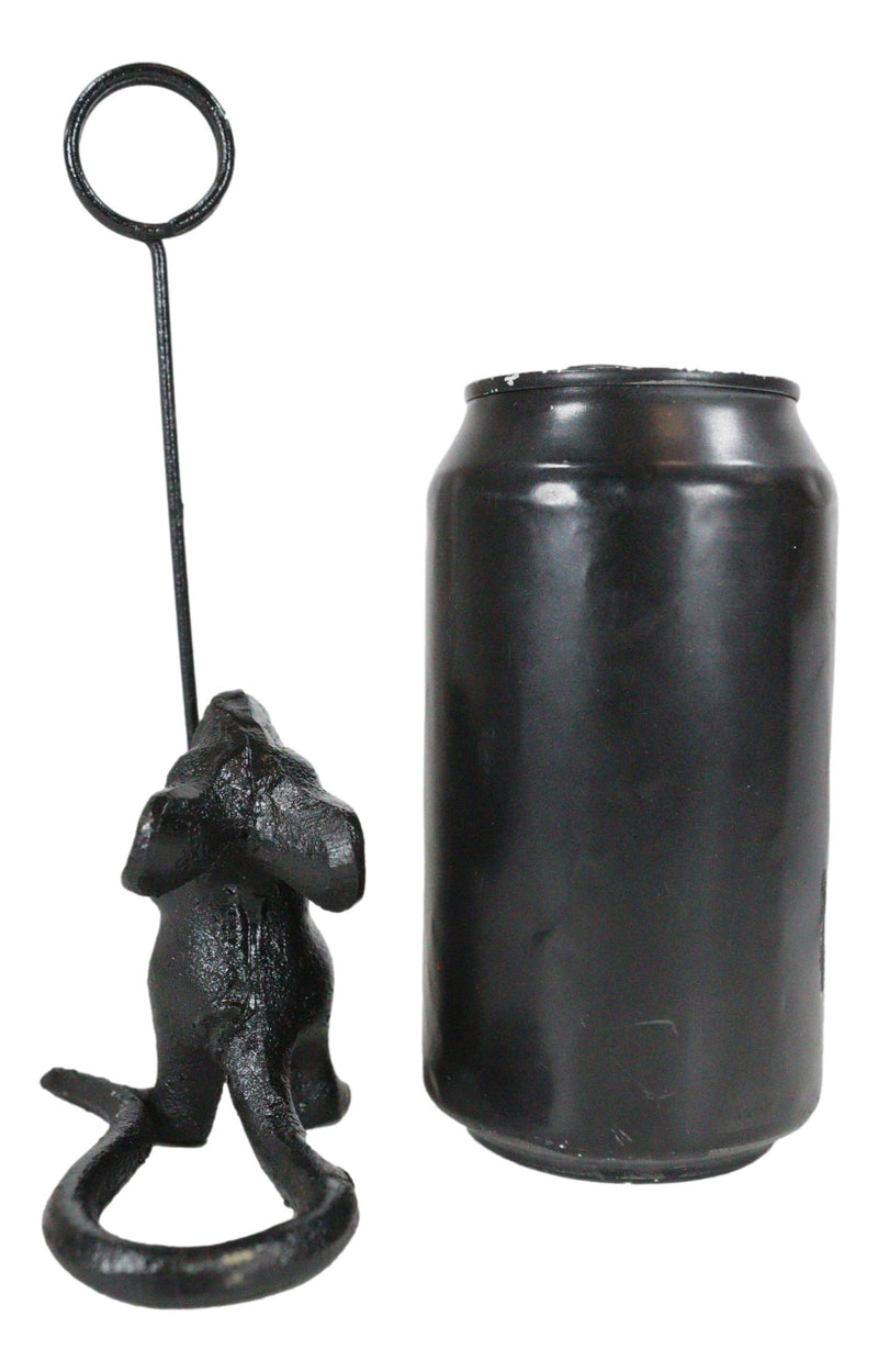 Pack Of 2 Cast Iron Black Standing Mouse Hamster Note Or Card Holder Paperweight