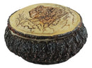 Ebros Rustic Faux Wood Alpha Wolf Jewelry Box Figurine 4" Diameter
