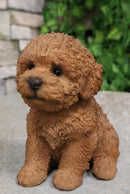 Ebros Sitting Lifelike Realistic Brown Bichon Frise Puppy Dog Statue 6.75" High