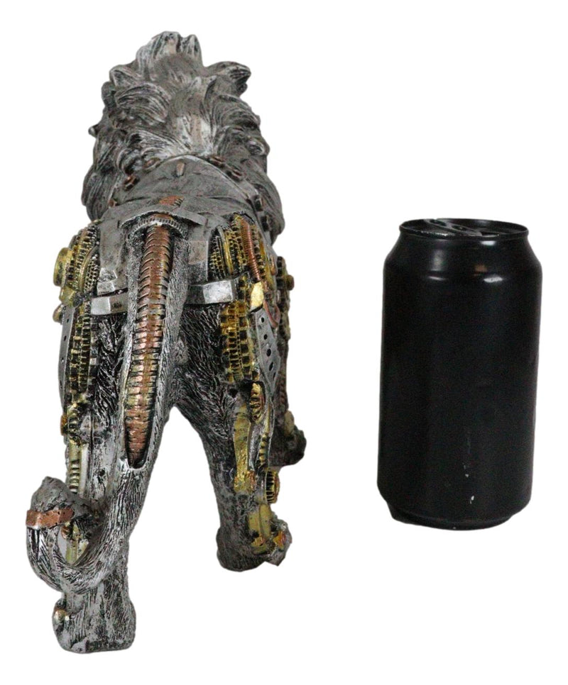 Steampunk Pressure Valve Bionic Geared Cyborg Lion King Prowling Figurine