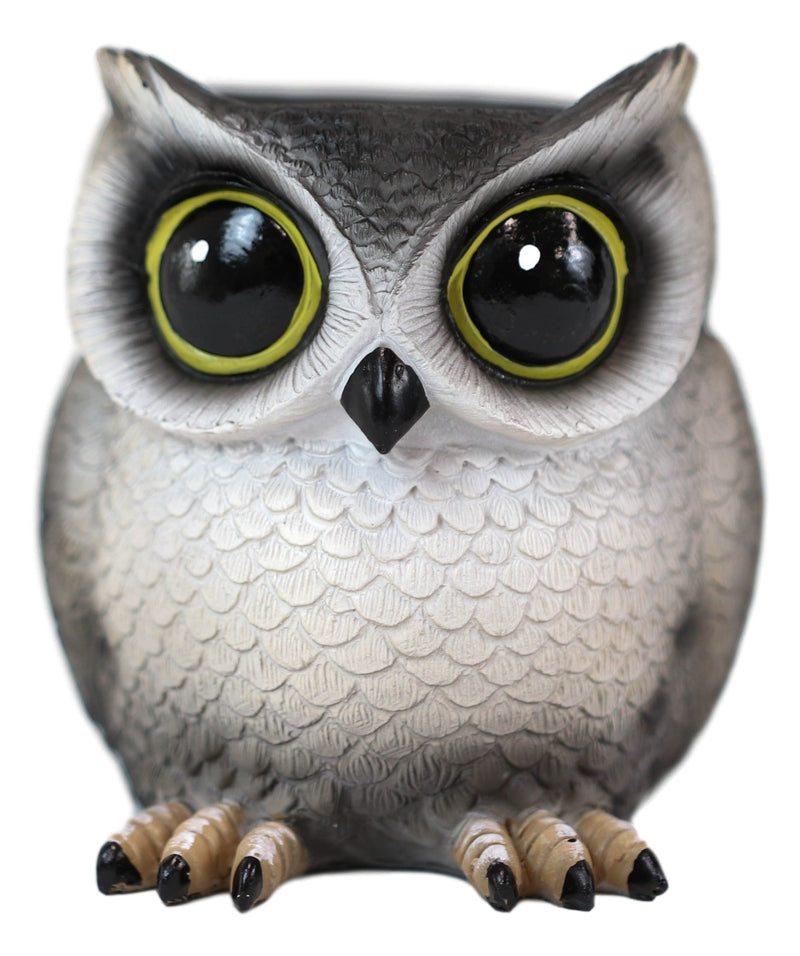 Whimsical Great Horned Owl Owlet Baby Stationery Pen Make Up Brush Holder Statue