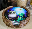 Wide Eyed Owl Perching On Tree Branch by Full Moon Starry Night Coaster Set