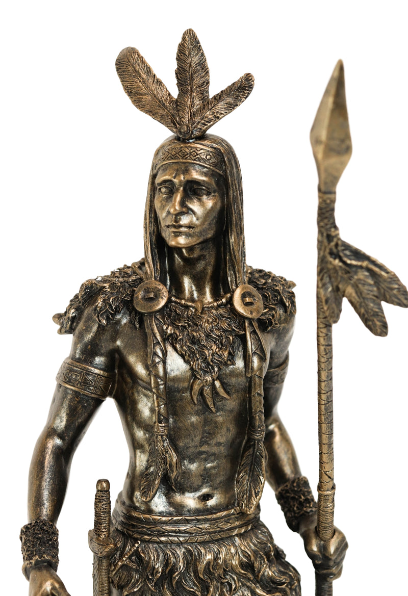 Ebros Large American Indian Warrior with Spear 19.75 inches Tall Figurine Resin
