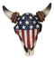 Western Rustic Patriotic USA Flag Steer Bull Cow Skull Decorative Trinket Box