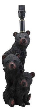 Ebros Wildlife Rustic Cabin Lodge Decor Whimsical Stacked Up 3 Playful Black Bear Cubs On Piggyback Table Lamp Statue with Shade 23.75"High Forest Bear Family Desktop Lamps