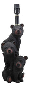 Ebros Wildlife Rustic Cabin Lodge Decor Whimsical Stacked Up 3 Playful Black Bear Cubs On Piggyback Table Lamp Statue with Shade 23.75"High Forest Bear Family Desktop Lamps