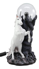 Ebros Majestic Power Rearing White Unicorn Electrostatic Plasma Ball Lamp Statue