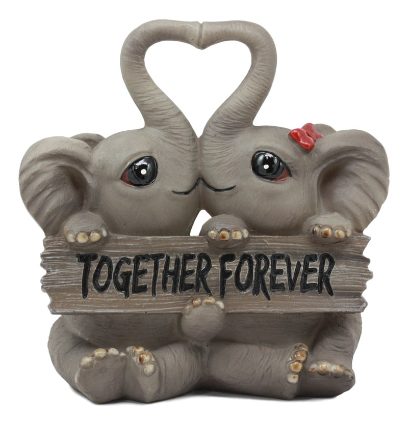 Ebros Together Forever Anniversary Elephant Couple With Heart Shaped Trunks Statue