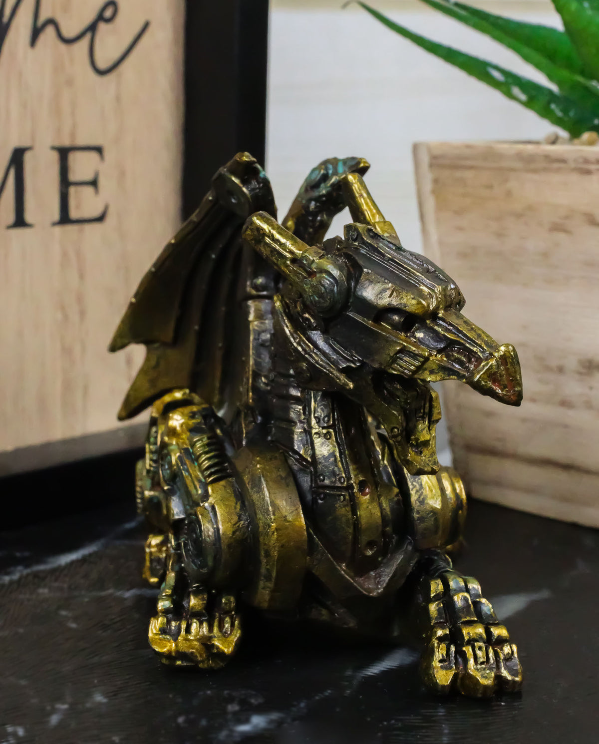Ebros Gift Steampunk Dragon Figurine Cyber Robot Flying Machine Decorative Figure 3.5"L