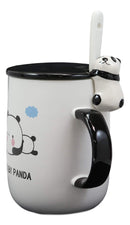 Chubby Baby Giant Panda Bear Ceramic Coffee Tea Mug Drink Cup With Spoon And Lid
