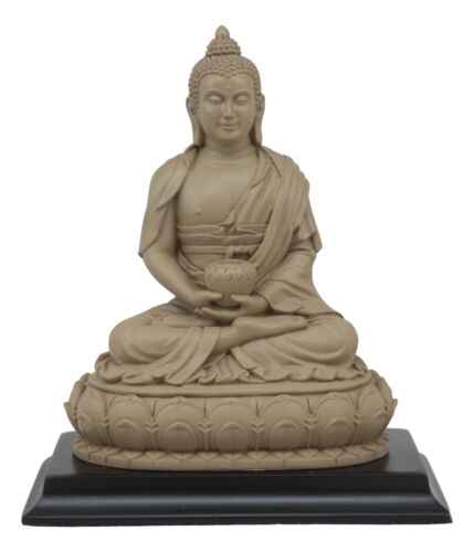 Meditating Buddha Shakyamuni On Lotus Throne Altar Statue 6"H On Wooden Pedestal