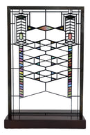Ebros Frank Lloyd Wright Robie House Modern Stained Glass Metal Framed Hanging Wall Decor