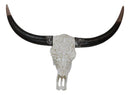 Western Tooled Filigree Longhorn Steer Cow Aged Bone Skull LED Light Wall Decor