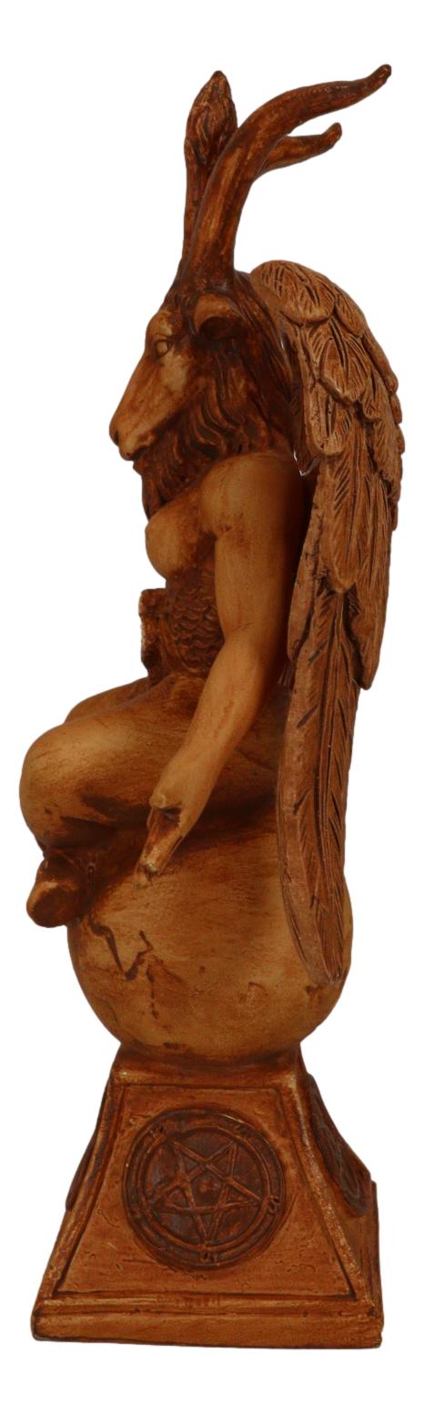 Rustic Red Clay Finish Sabbatic Goat Idol Baphomet Pentagram Figurine 6.5"H