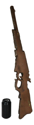 Large Rustic Wild West Western Faux Distressed Wood Rifle Gun Wall Decor Plaque