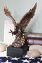 American Bald Eagle Swooping With Claws Over Waves Bronze Electroplated Figurine