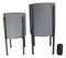 Set of 2 Contemporary Urban Grey Cast Iron Cylindrical Planter Pots With Stand