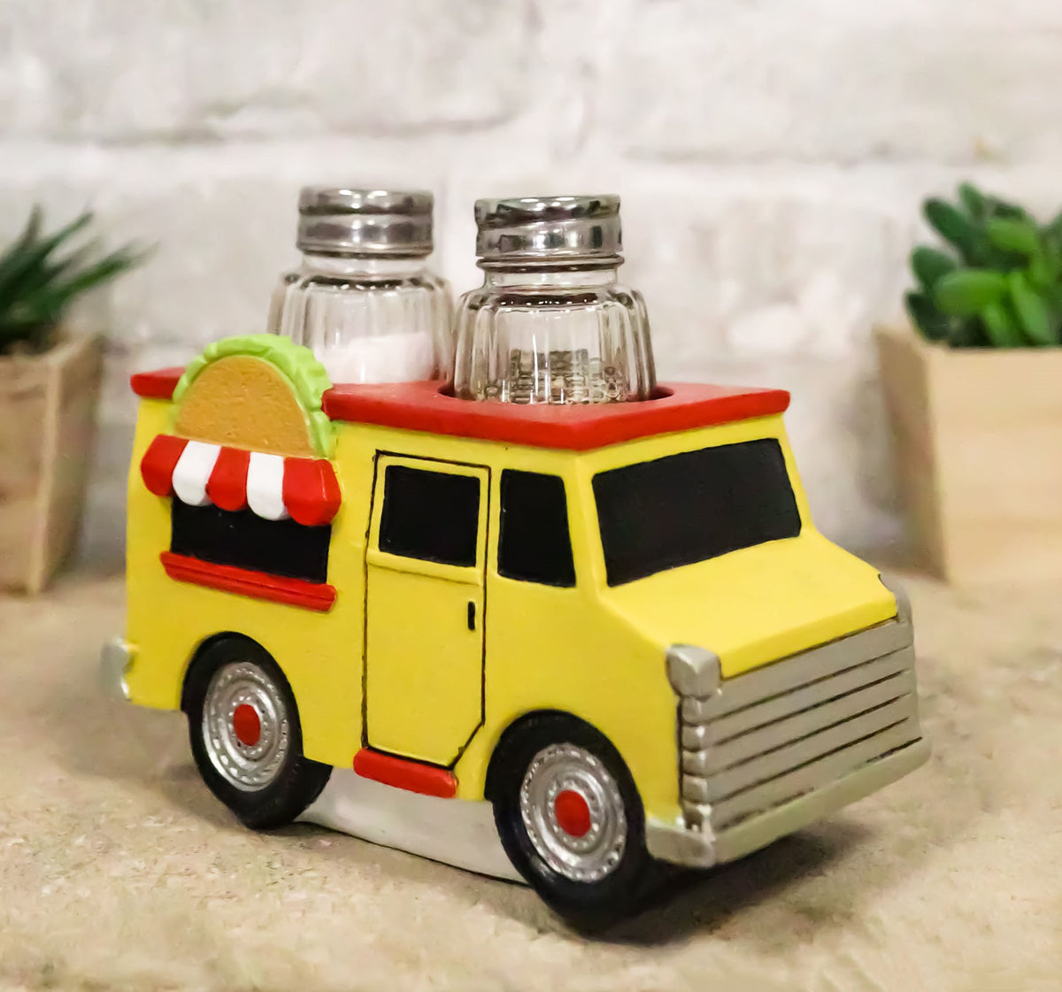 Taste Of Mexico Tex-Mex Fiesta Taco Food Truck Salt And Pepper Shakers Holder - Ebros Gift