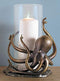 Aluminum Nautical Sea Octopus With Tentacle Legs Hurricane Candle Holder Statue