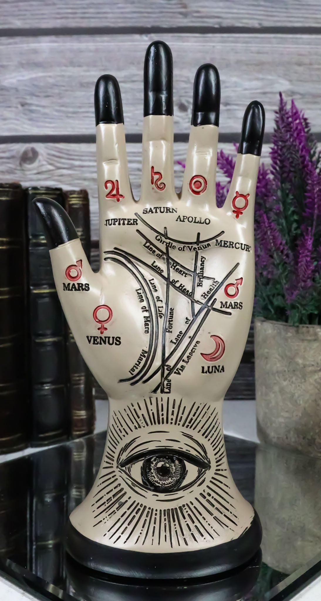 Psychic Fortune Teller Chirology Palmistry Eye Of Providence Hand Palm Figurine
