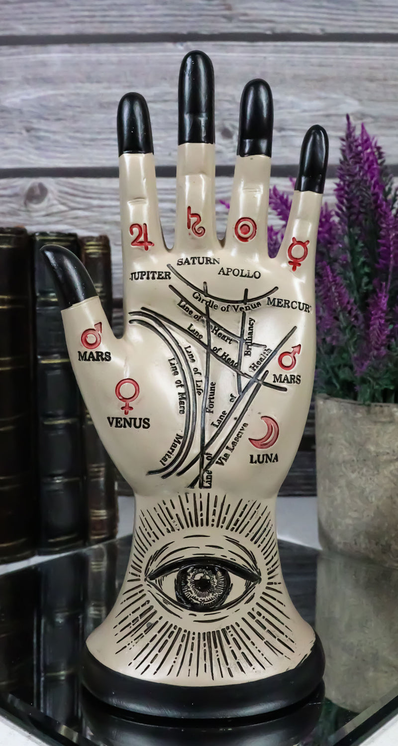 Psychic Fortune Teller Chirology Palmistry Eye Of Providence Hand Palm Figurine