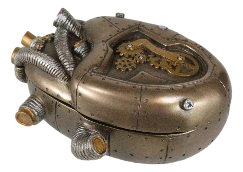 Steampunk Dragon Heart Gear Pulse Radioactive Fire Engine Jewelry Box Figurine