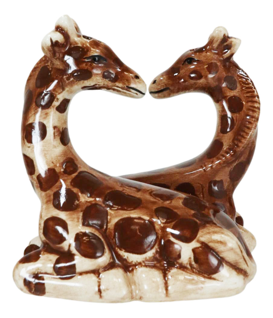 Zoo Safari Giraffe Lovers Ceramic Magnetic Salt Pepper Shakers Set Figurines