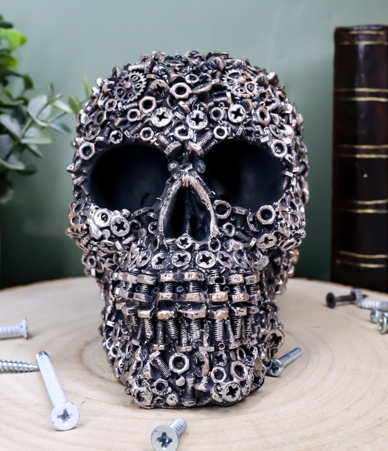 Ebros Junkyard Mechanic Gears Nuts Bolts And Screws Hardware Skull Decorative Figurine