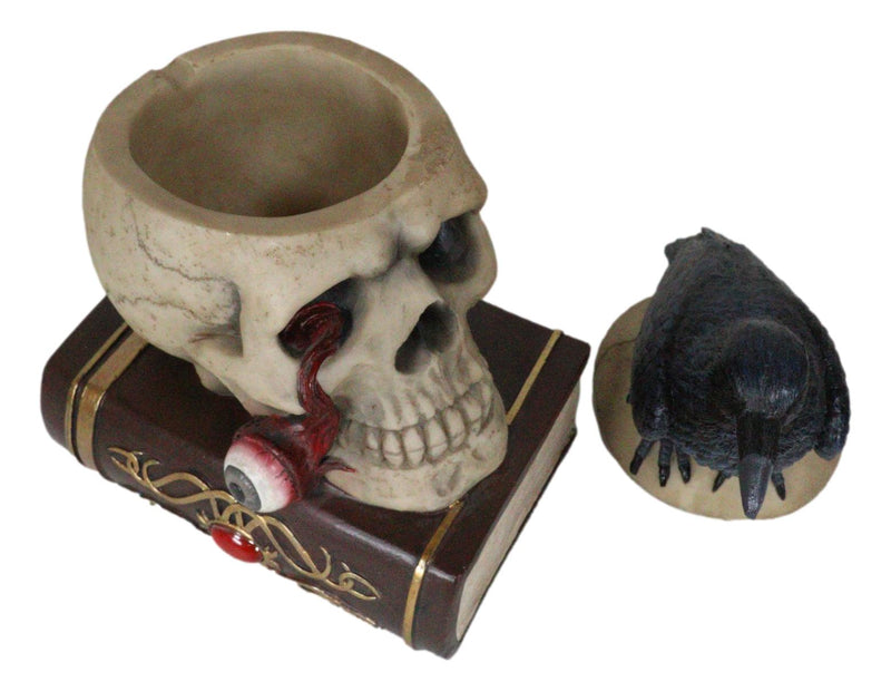 Gothic Crow Perching On Books And Skull With Plucked Eye Decorative Jewelry Box