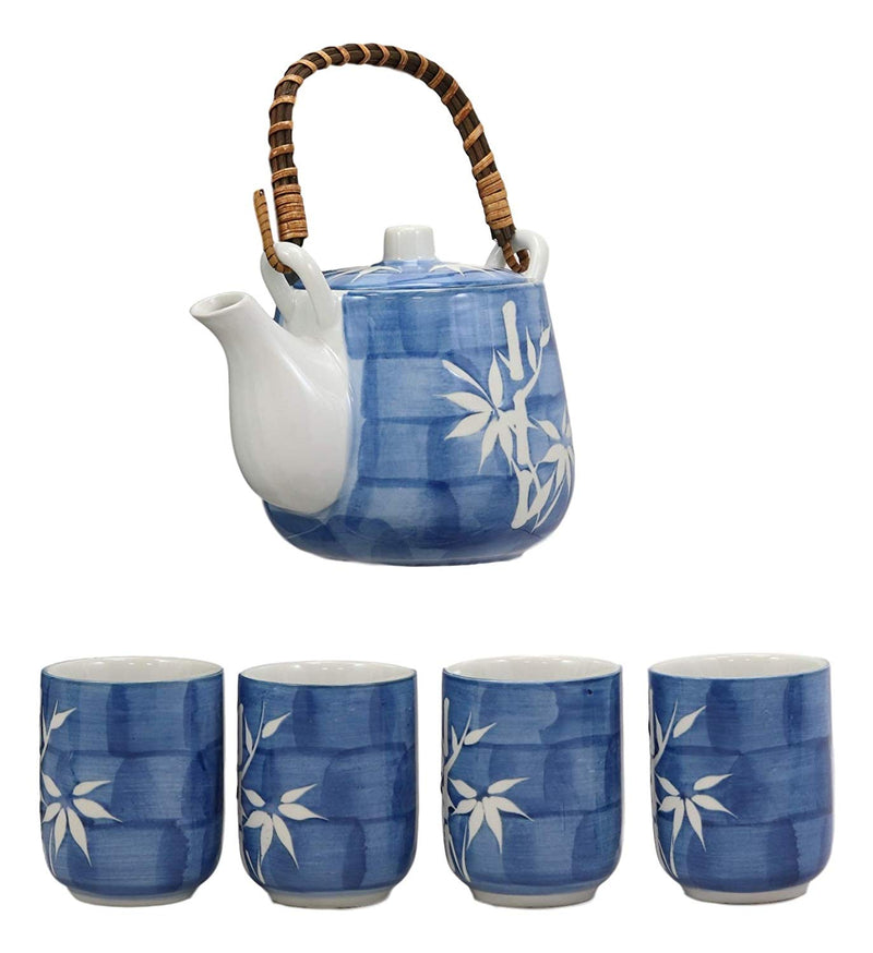 blue lucky bamboo Ebros Gift China Winter White Lucky Bamboo Design Porcelain Soothing B