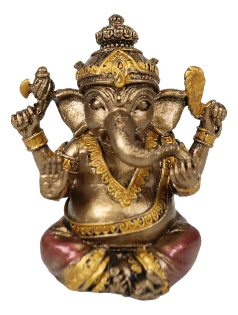 Ebros Sitting Ganapati Lord Ganesha With 4 Hands Miniature Figurine God Of Success