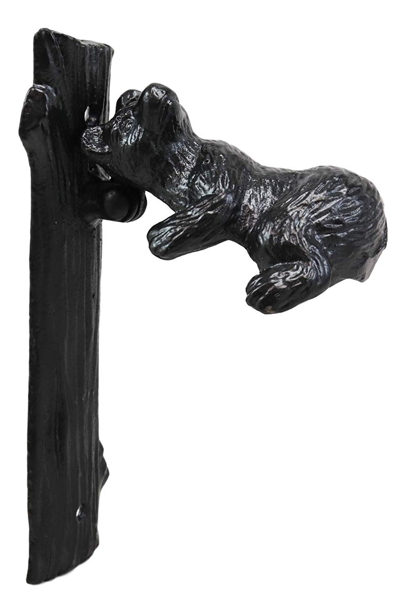 Ebros Gift Rustic Western Forest Black Bear Climbing Tree Cast Iron Door Knocker