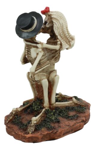 Ebros Love Never Dies Wedding Skeleton Hot Couple Making Out Statue 4.5" Tall Day of The Dead Decorative Valentine Skeleton Lovers Kissing Figurine