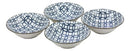 Ebros Made in Japan Blue Geometric Circles Ceramic Bowls Set of 4 Rice Meal Soup Dine