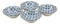 Ebros Made in Japan Blue Geometric Circles Ceramic Bowls Set of 4 Rice Meal Soup Dine