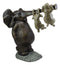 Ebros Aluminum Elephant With Two Playful Rabbits Hanging On Its Trunk Statue