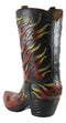 Western Flames Crossbones Skull Poker Cards Cowboy Boot Vase Planter Figurine